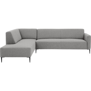 Goossens Bank Key West lichtgrijs, stof, 3-zits, modern design met ligelement links