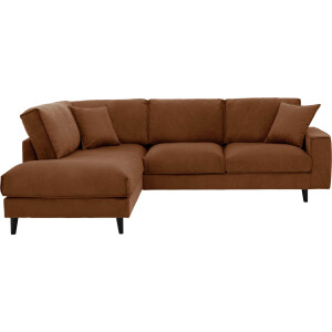 Goossens Bank Jonas cognac, stof, 2,5-zits, urban industrieel met ligelement links