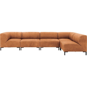 Goossens Excellent Hoekbank Marshall cognac, leer, 1,5-zits, urban industrieel