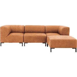 Goossens Excellent Bank Marshall Met Hocker cognac, leer, 1,5-zits, urban industrieel