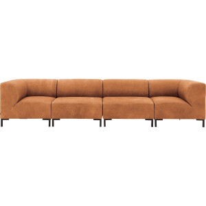 Goossens Excellent Bank Marshall cognac, leer, 2 x 1,5-zits, urban industrieel