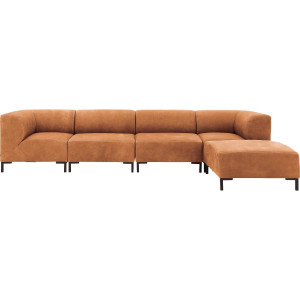 Goossens Excellent Bank Marshall Met Hocker cognac, leer, 2 x 1,5-zits, urban industrieel