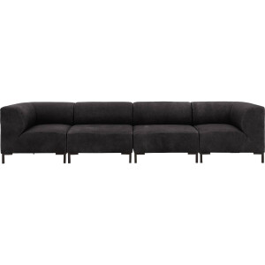 Goossens Excellent Bank Marshall zwart, leer, 2 x 1,5-zits, urban industrieel