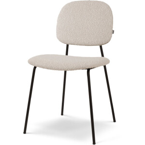 Nolon Jasmijn Eetkamerstoel Bouclé Beige - Stof - Zwarte Poten - Japandi