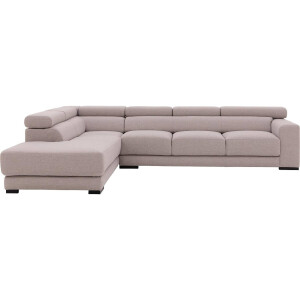 Goossens Bank Nora lichtgrijs, stof, 3-zits, stijlvol landelijk met ligelement links