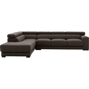 Goossens Bank Nora bruin, stof, 3-zits, stijlvol landelijk met ligelement links