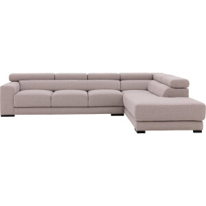 Goossens Bank Nora lichtgrijs, stof, 3-zits, stijlvol landelijk met ligelement rechts