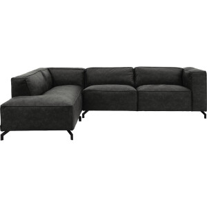 Goossens Bank Calvin grijs, micro leer, 3-zits, modern design met ligelement links