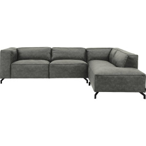 Goossens Bank Calvin grijs, micro leer, 3-zits, modern design met ligelement rechts