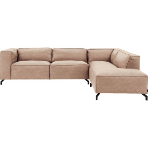 Goossens Bank Calvin bruin, micro leer, 3-zits, modern design met ligelement rechts
