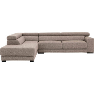 Goossens Bank Nora beige, stof, 2,5-zits, stijlvol landelijk met ligelement links