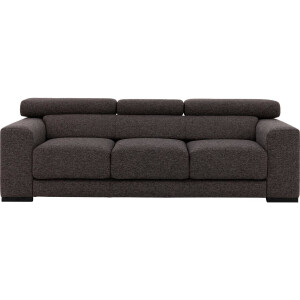 Goossens Bank Nora bruin, stof, 3-zits, stijlvol landelijk