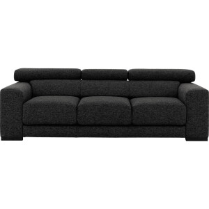 Goossens Bank Nora antraciet, stof, 3-zits, stijlvol landelijk