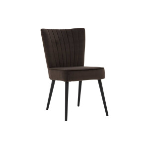 Goossens Eetkamerstoel Rob bruin velvet stof leuning, urban industrieel