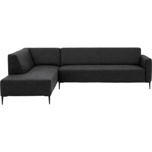 Goossens Bank Key West antraciet, micro leer, 3-zits, modern design met ligelement links