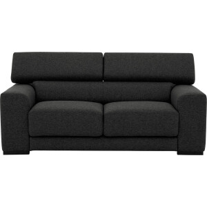 Goossens Bank Nora antraciet, stof, 2-zits, stijlvol landelijk