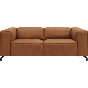 Goossens Bank Calvin cognac, micro leer, 2,5-zits, modern design