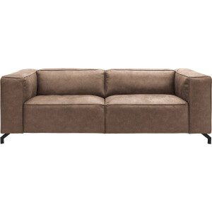 Goossens Bank Calvin bruin, micro leer, 3-zits, modern design