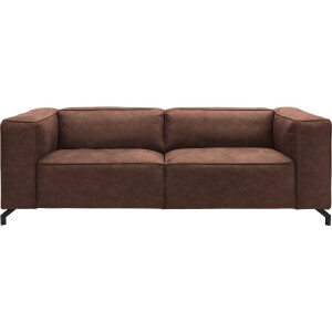 Goossens Bank Calvin bruin, micro leer, 3-zits, modern design