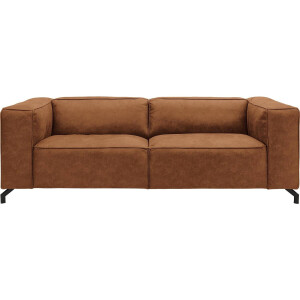 Goossens Bank Calvin cognac, micro leer, 3-zits, modern design