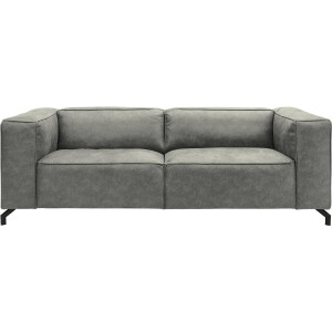 Goossens Bank Calvin grijs, micro leer, 3-zits, modern design