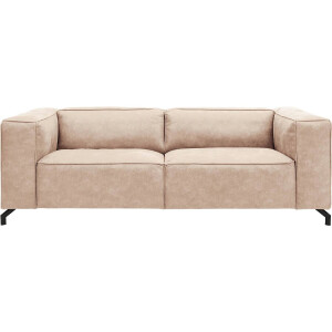 Goossens Bank Calvin bruin, micro leer, 3-zits, modern design
