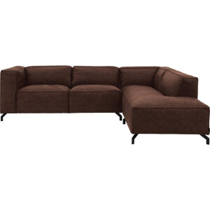 Goossens Bank Calvin bruin, micro leer, 2,5-zits, modern design met ligelement rechts