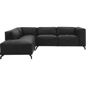 Goossens Bank Calvin antraciet, micro leer, 2,5-zits, modern design met ligelement links