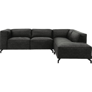 Goossens Bank Calvin grijs, micro leer, 2,5-zits, modern design met ligelement rechts