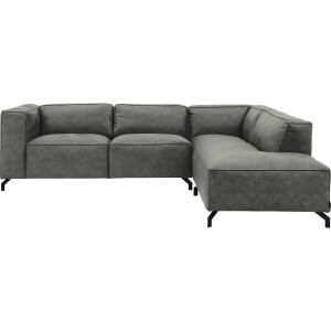 Goossens Bank Calvin grijs, micro leer, 2,5-zits, modern design met ligelement rechts