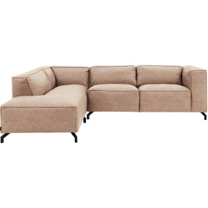 Goossens Bank Calvin bruin, micro leer, 2,5-zits, modern design met ligelement links