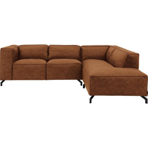 Goossens Bank Calvin cognac, micro leer, 2-zits, modern design met ligelement rechts