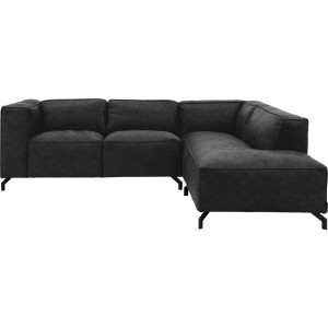 Goossens Bank Calvin antraciet, micro leer, 2-zits, modern design met ligelement rechts