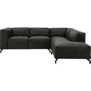 Goossens Bank Calvin grijs, micro leer, 2-zits, modern design met ligelement rechts