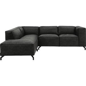 Goossens Bank Calvin grijs, micro leer, 2-zits, modern design met ligelement links