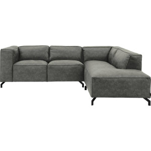 Goossens Bank Calvin grijs, micro leer, 2-zits, modern design met ligelement rechts