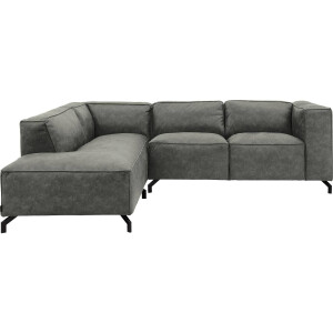 Goossens Bank Calvin grijs, micro leer, 2-zits, modern design met ligelement links