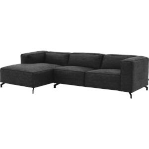 Goossens Bank Calvin antraciet, micro leer, 3-zits, modern design