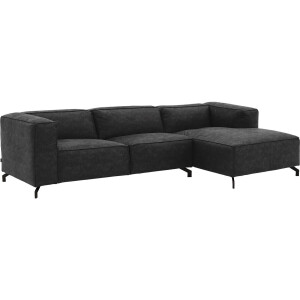 Goossens Bank Calvin antraciet, micro leer, 3-zits, modern design