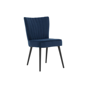 Goossens Eetkamerstoel Rob blauw velvet stof leuning, urban industrieel