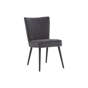 Goossens Eetkamerstoel Rob antraciet velvet stof leuning, urban industrieel