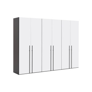 Goossens Kledingkast Easy Storage Ddk, Kledingkast 304 cm breed, 220 cm hoog, 6x glas draaideur