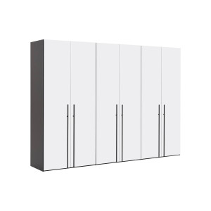 Goossens Kledingkast Easy Storage Ddk, Kledingkast 304 cm breed, 220 cm hoog, 6x glas draaideur