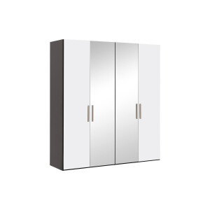 Goossens Kledingkast Easy Storage Ddk, Kledingkast 203 cm breed, 220 cm hoog, 2x draaideur en 2x spiegel draaideur midden