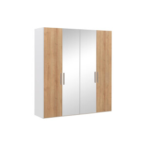Goossens Kledingkast Easy Storage Ddk, Kledingkast 203 cm breed, 220 cm hoog, 2x draaideur en 2x spiegel draaideur midden