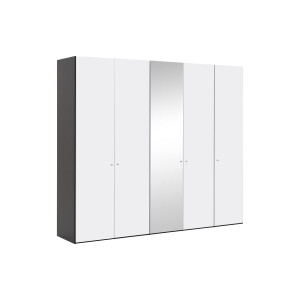 Goossens Kledingkast Easy Storage Ddk, Kledingkast 253 cm breed, 220 cm hoog, 4x draaideur en 1x spiegel draaideur midden