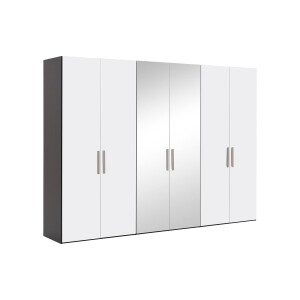 Goossens Kledingkast Easy Storage Ddk, Kledingkast 304 cm breed, 220 cm hoog, 4x draaideur en 2x spiegel draaideur midden