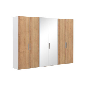 Goossens Kledingkast Easy Storage Ddk, Kledingkast 304 cm breed, 220 cm hoog, 4x draaideur en 2x spiegel draaideur midden