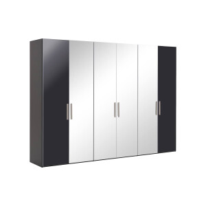 Goossens Kledingkast Easy Storage Ddk, Kledingkast 304 cm breed, 220 cm hoog, 2x draaideur en 4x spiegel draaideur midden