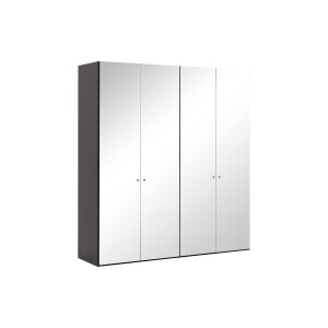 Goossens Kledingkast Easy Storage Ddk, Kledingkast 203 cm breed, 220 cm hoog, 4x spiegel draaideur